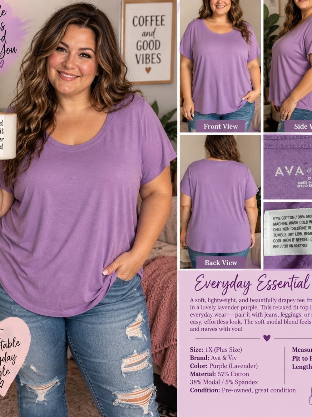 P167 💜 Lavender Love Everyday Tee 💜